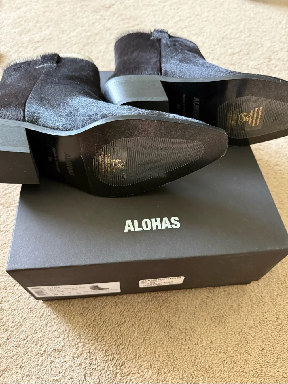 Alohas Syd Ankle Boot size 39 (8-8.5) Dark Brown Haircalf